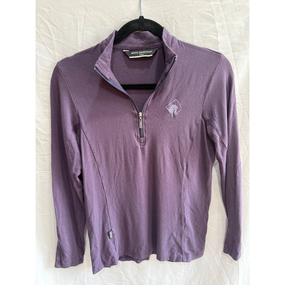 Arista Equestrian Purple Quarter Zip Long Sleeve Top Size Small Horse Logo